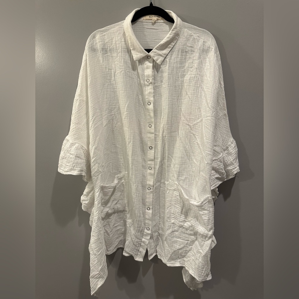 BlueVelvet Beach Please Sequin White Ruffle Cover Up Size M/L - Picture 5 of 8